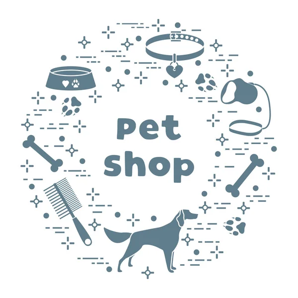 Vector Pet shop, vet, abrigo Rastreamentos para cães — Vetor de Stock