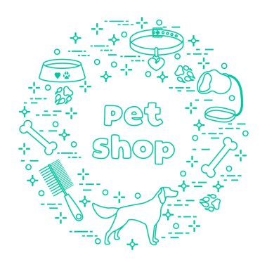 Vektör hayvan dükkanı, veteriner, hayvan barınağı... 
