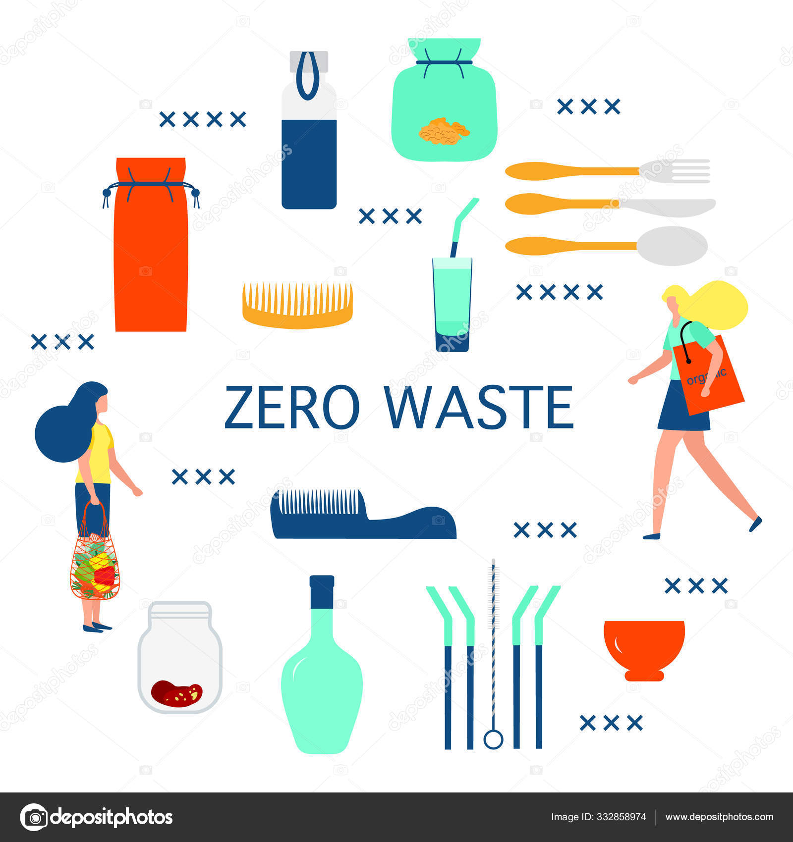Eco Friendly Lifestyle Zero Waste Reusable Product Stock Vector C Aquamarine Painter Gmail Com 332858974