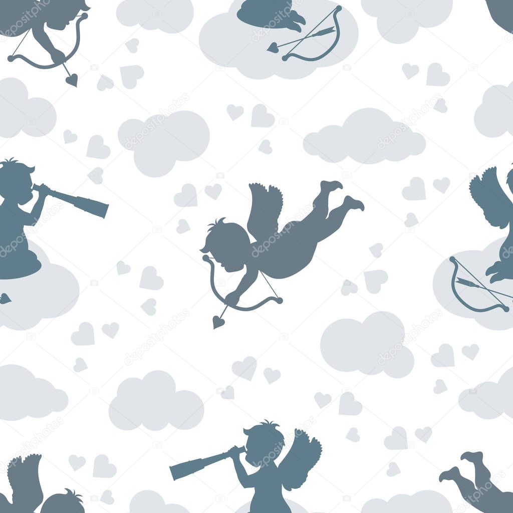 Vector seamless pattern Valentine's Day Cupid
