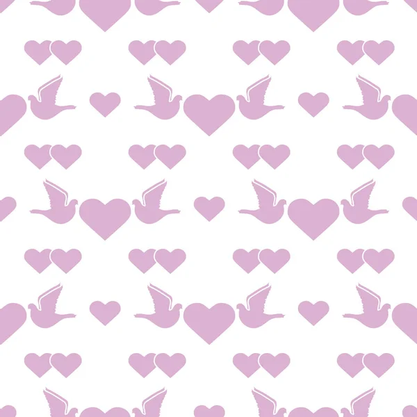 Vector Pattern Dove heart Valentine's day Wedding — Stok Vektör