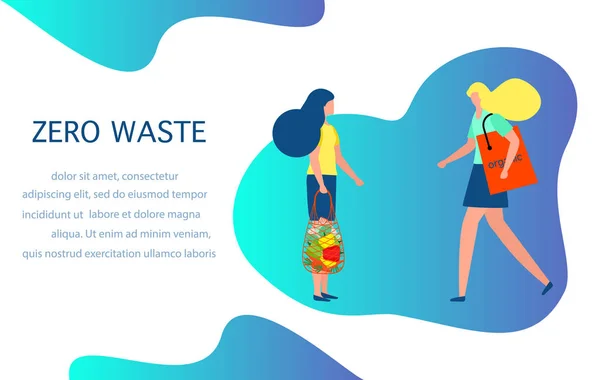 環境に優しいライフスタイルゼロ廃棄物再利用可能なバッグ — ストックベクタ