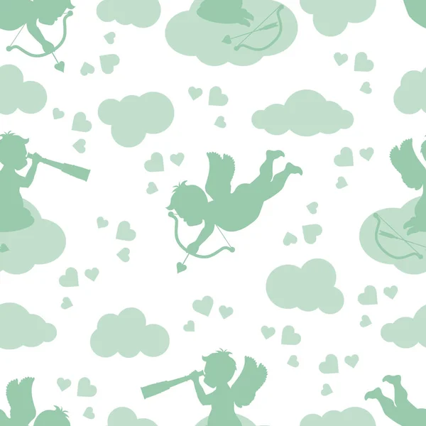 Vector seamless pattern Valentine's Day Cupid — 스톡 벡터