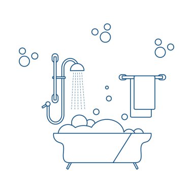 Vector Banyo Banyo Küvet Duş Yıkama, Banyo