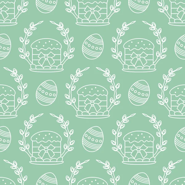 Vector seamless pattern Easter symbols Festive Egg — Stock Vector