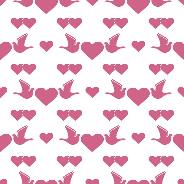 Vector Pattern Dove heart Valentine's day Wedding — Stock Vector