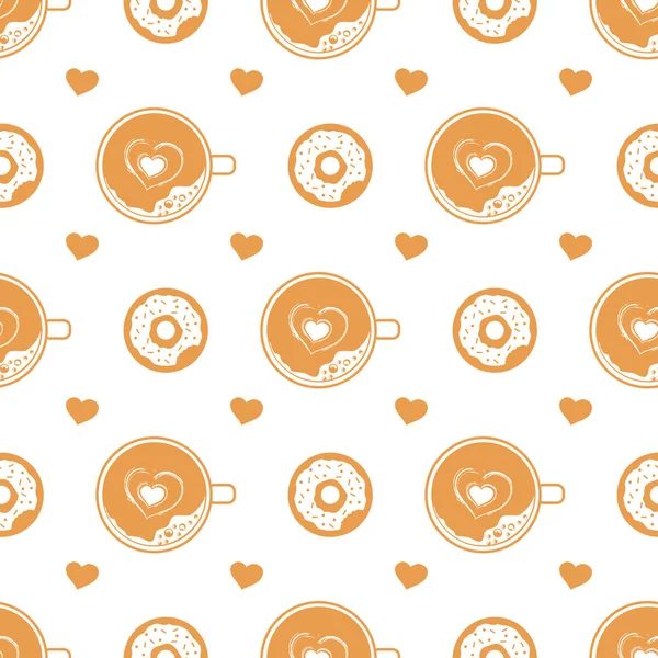 Vector seamless pattern Valentine 's Day Cup Heart — стоковый вектор