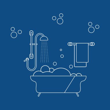 Vector Banyo Banyo Küvet Duş Yıkama, Banyo