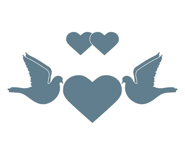 Vector Dove heart Valentine's day Wedding Love — Stock Vector
