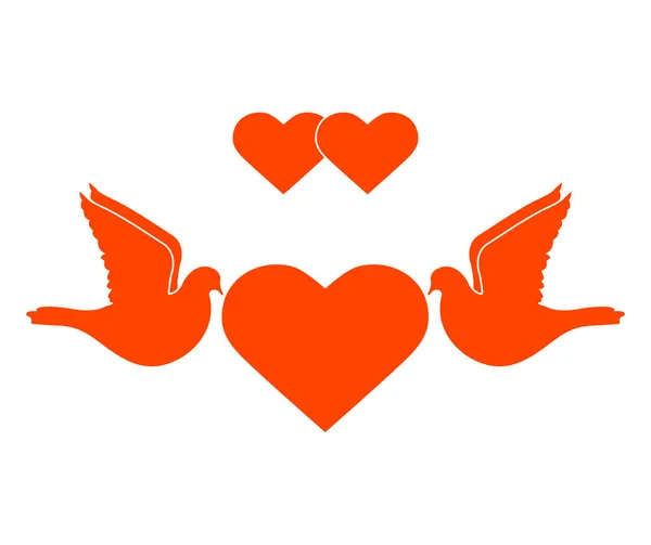 Vector Dove corazón San Valentín boda amor — Vector de stock