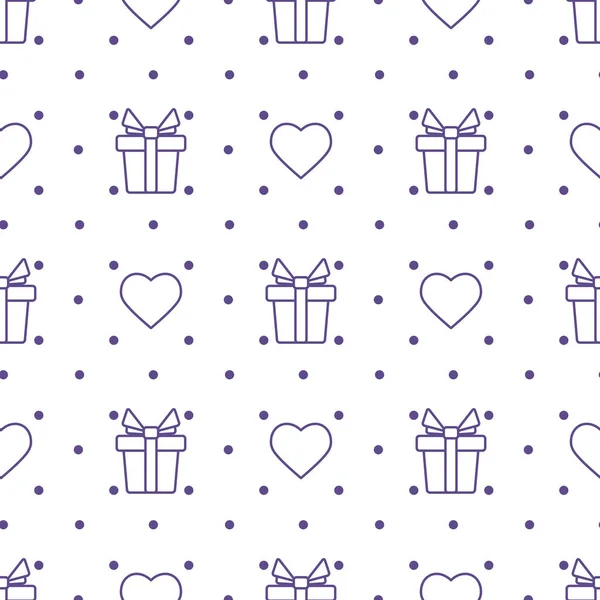 Vector seamless pattern Valentine 's Day Gift Heart — стоковый вектор