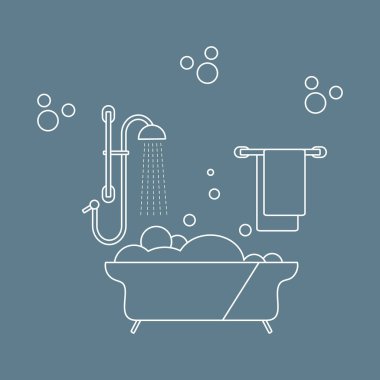 Vector Banyo Banyo Küvet Duş Yıkama, Banyo