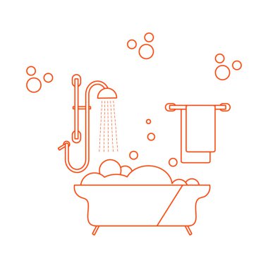 Vector Banyo Banyo Küvet Duş Yıkama, Banyo