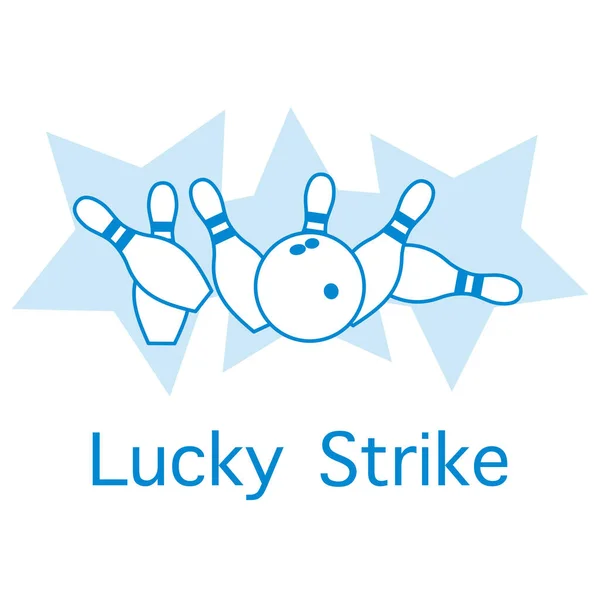 Vektör illüstrasyon bowling lobutları ve topları, beyaz arka planda yıldızlar. Bowling kulübü Center Sports teması. Oyunlar, hobiler, eğlence. Pankart, poster veya baskı için Lucky Strike Tasarımı.