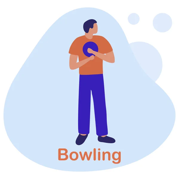 Vector Illustration People Play Bowling Bowling Club Center Player Winner — Stock Vector