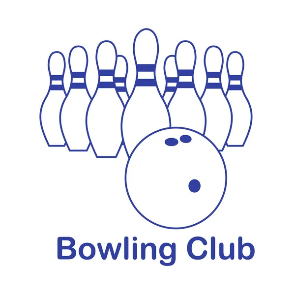 Vector illustration Bowling pins and ball on white background. Bowling club Sports theme. Games, hobbies, entertainment. Design for banner, poster or print.