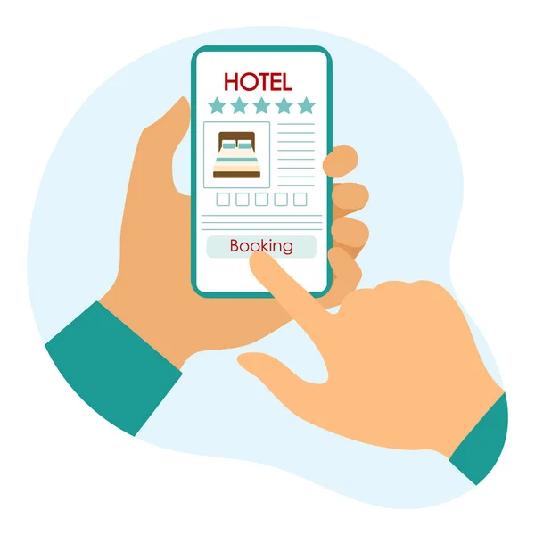 Vektor Illustration Online Buchung Und Zahlung Für Hotelübernachtungen Menschen Hände — Stockvektor