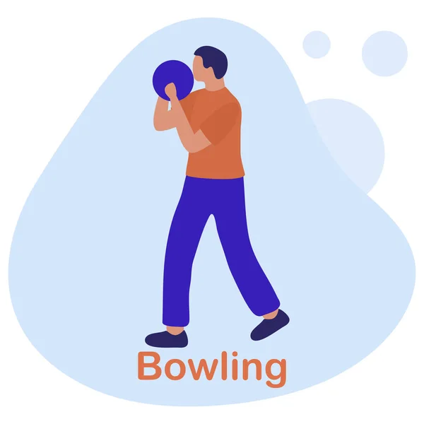 Ilustração Vetorial Pessoas Jogam Bowling Centro Bowling Jogador Vencedor Esportes — Vetor de Stock