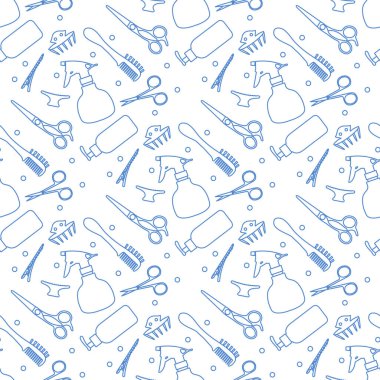 Kusursuz, profesyonel kuaför aletleri. Berber dükkanı. Güzellik, kuaförlük. Manikür. Makas, tarak, sprey, saç tokası, Cazibe moda Vogue tarzı Poster, afiş, baskı için tasarım