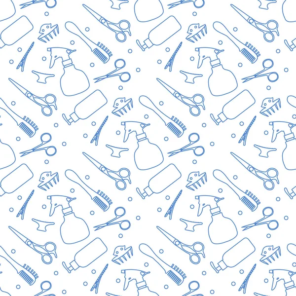 Vector Seamless Pattern Professional Hairdresser Tools Barbershop Beauty Hairdressing Salon — 스톡 벡터