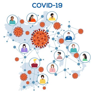 Vektör illüstrasyon 2019-nCoV Halk Haber Ajansı Çin, İtalya, Güney Kore Coronavirus COVID-19 Patojen Solunum Sistemi Çin Coronavirüs SARS salgın riski olan SARS