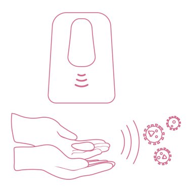 Vector Illustration Chinese coronavirus COVID-19 Virüs Virüsü Virüsü 2019-nCoV koruma ve enfeksiyon önleme el yıkama. Sağlık, İlaç Patojen Solunum Çin Virüsü SARS Tasarım web sitesi