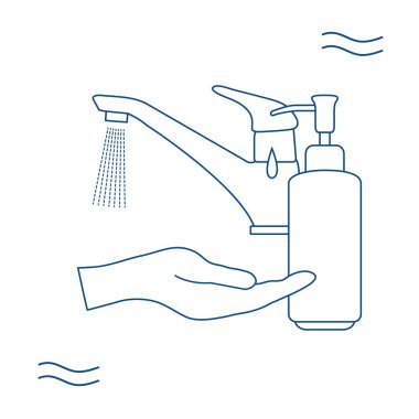 Vector Illustration Chinese coronavirus COVID-19 Virüs Virüsü Virüsü 2019-nCoV koruma ve enfeksiyon önleme el yıkama. Sağlık, İlaç Patojen Solunum Çin Virüsü SARS Tasarım web sitesi