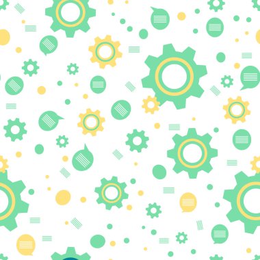 Vektör endüstrisi kusursuz desenli, dişli, dişli çarklı çizim. Mekanik arka plan. Takım çalışması, iletişim konsepti. Mühendislik geliştirme. Tasarım ambalajı, kumaş, baskı