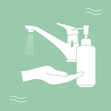 Vector Illustration Chinese coronavirus COVID-19 Virüs Virüsü Virüsü 2019-nCoV koruma ve enfeksiyon önleme el yıkama. Sağlık, İlaç Patojen Solunum Çin Virüsü SARS Tasarım web sitesi