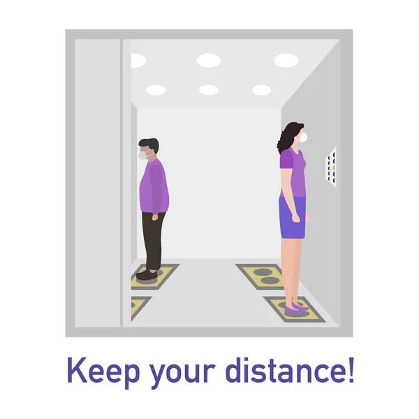 Illustration Vectorielle Gardez Vos Distances Distance Sociale Coronavirus Chinois Covid — Image vectorielle