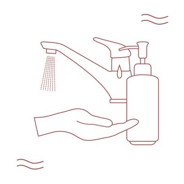 Vector Illustration Chinese coronavirus COVID-19 Virüs Virüsü Virüsü 2019-nCoV koruma ve enfeksiyon önleme el yıkama. Sağlık, İlaç Patojen Solunum Çin Virüsü SARS Tasarım web sitesi