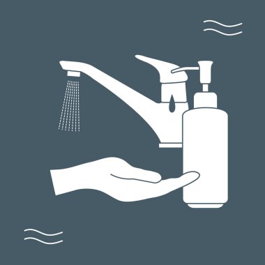 Vector Illustration Chinese coronavirus COVID-19 Virüs Virüsü Virüsü 2019-nCoV koruma ve enfeksiyon önleme el yıkama. Sağlık, İlaç Patojen Solunum Çin Virüsü SARS Tasarım web sitesi