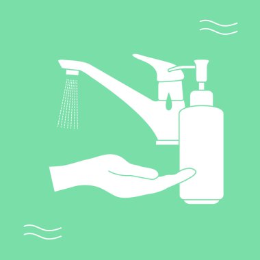 Vector Illustration Chinese coronavirus COVID-19 Virüs Virüsü Virüsü 2019-nCoV koruma ve enfeksiyon önleme el yıkama. Sağlık, İlaç Patojen Solunum Çin Virüsü SARS Tasarım web sitesi