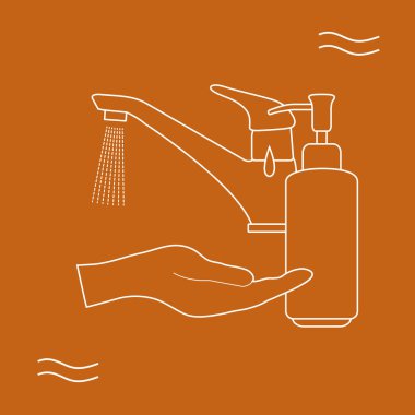 Vector Illustration Chinese coronavirus COVID-19 Virüs Virüsü Virüsü 2019-nCoV koruma ve enfeksiyon önleme el yıkama. Sağlık, İlaç Patojen Solunum Çin Virüsü SARS Tasarım web sitesi