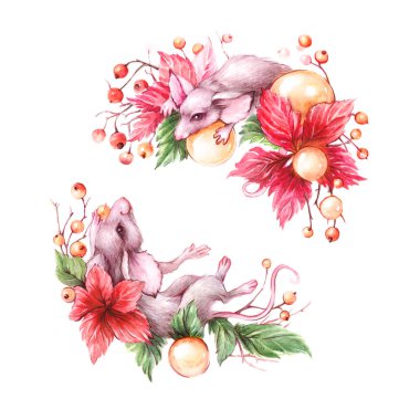 Fareli suluboya resim, Noel çelengi