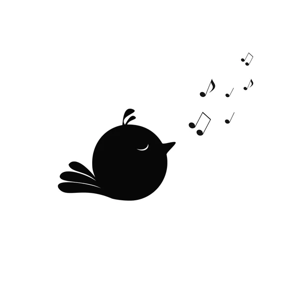 Икона черной птицы, поет . — стоковый вектор