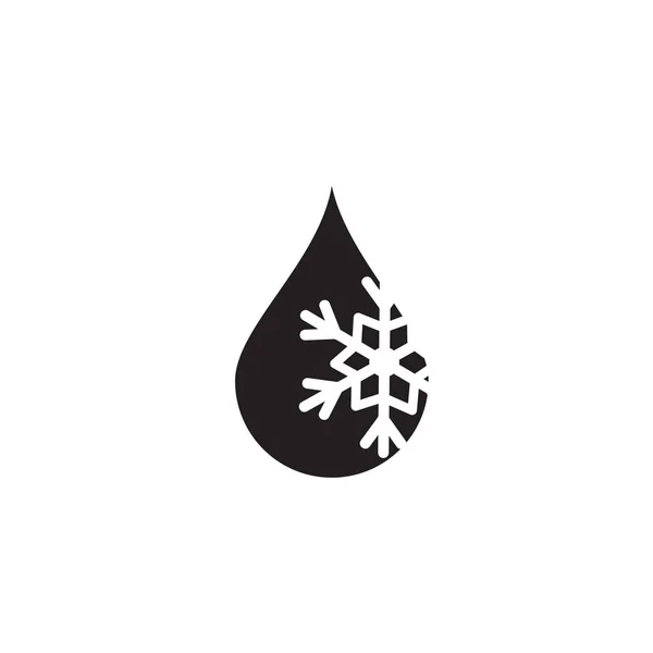 Una gota de agua con el icono del copo de nieve, señal de gota de agua . — Vector de stock