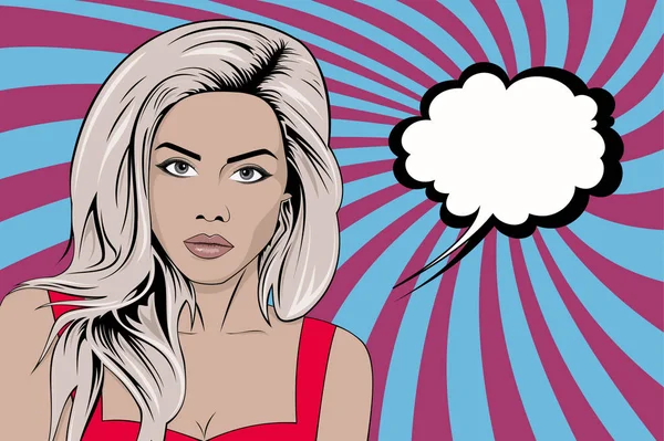 Pop art kızla konuşma balonu