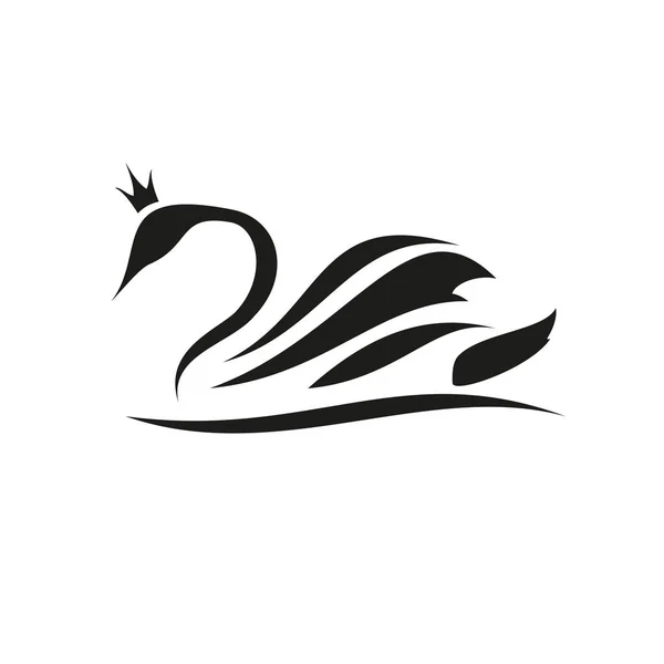 Cisne com ícone da coroa —  Vetores de Stock