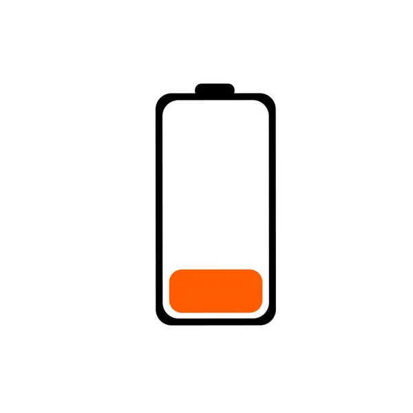 Bella e luminosa icona del dispositivo che presto si esaurirà di rosso, caricabatterie verticale arancione Icona — Vettoriale Stock