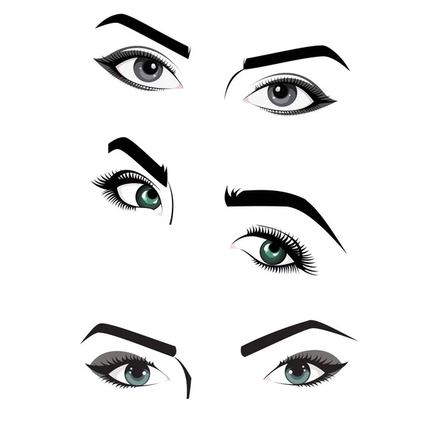 Ilustración de ojos de mujer con maquillaje de diferentes colores — Archivo Imágenes Vectoriales