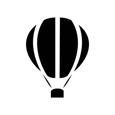 Siyah siluet sıcak hava balonu simgesini, basit vektör, işareti
