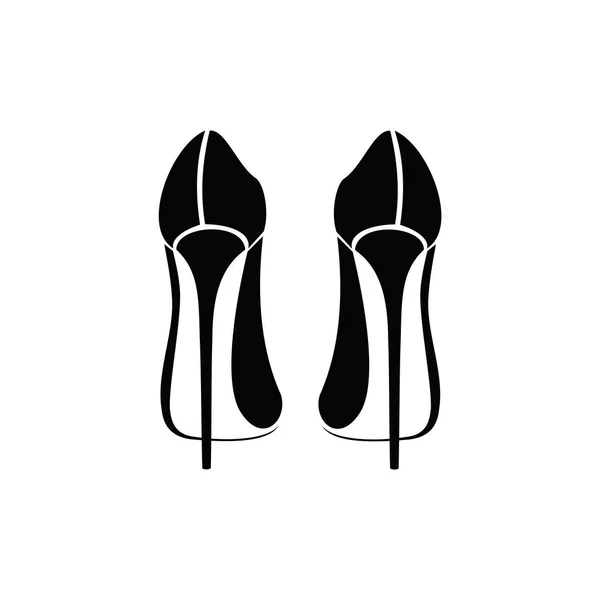 Par de sapatos femininos elegantes pretos com salto alto, vetor de ícone, publicidade do sinal da loja de sapatos —  Vetores de Stock