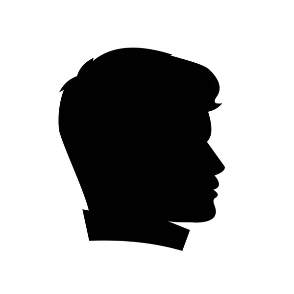 Silhouette visage d'homme avec coiffure élégante, un homme dans le vecteur d'icône de profil, logo, signe, silhouette — Image vectorielle