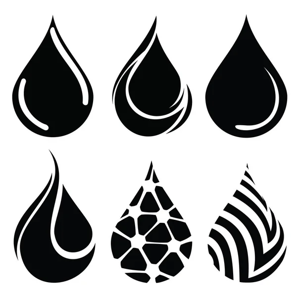 Набір чорних різних значків краплі води. логотип краплі води. векторний — стоковий вектор