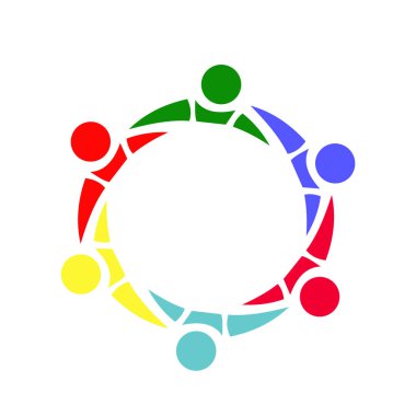 Renkli topluluk logosunu görmeniz gerekir. Ekip çalışması logosunu görmeniz gerekir. Sosyal logosunu görmeniz gerekir. Ortaklık vektör. İletişim işareti