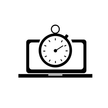 Bilgisayar ve saat simgesi, çalışma zamanı logosu, para vektör, işareti Zamanı