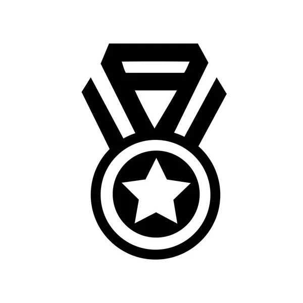 Icono de medalla simple negro, vector ganador, signo de victoria, símbolo — Vector de stock