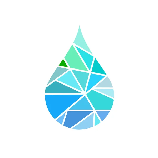 Абстрактна блакитна блискуча крапля водного фону, креативна концепція, мозаїчна крапля води, значок, знак, логотип — стоковий вектор