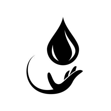 El ile Kaydet su logosu, koruma işaret, sembol su damla simge vektör